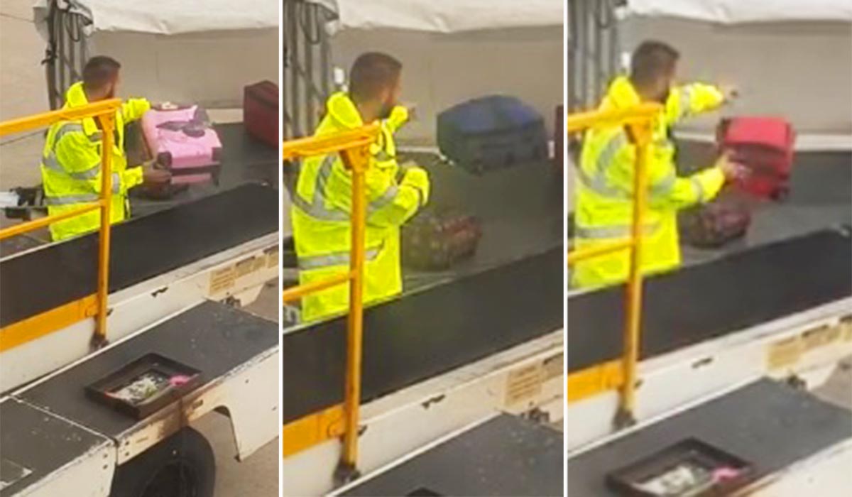 Baggage Handler Filmed As He Carelessly Throws Luggage To The Ground